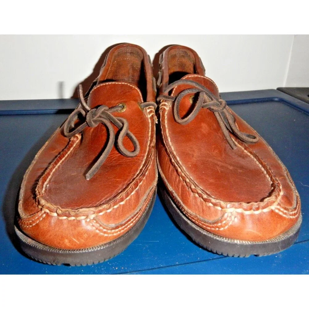 Eastland Mens 9D Brown Leather Kiltie Camp Moc Loafers Boat Shoes Slip On